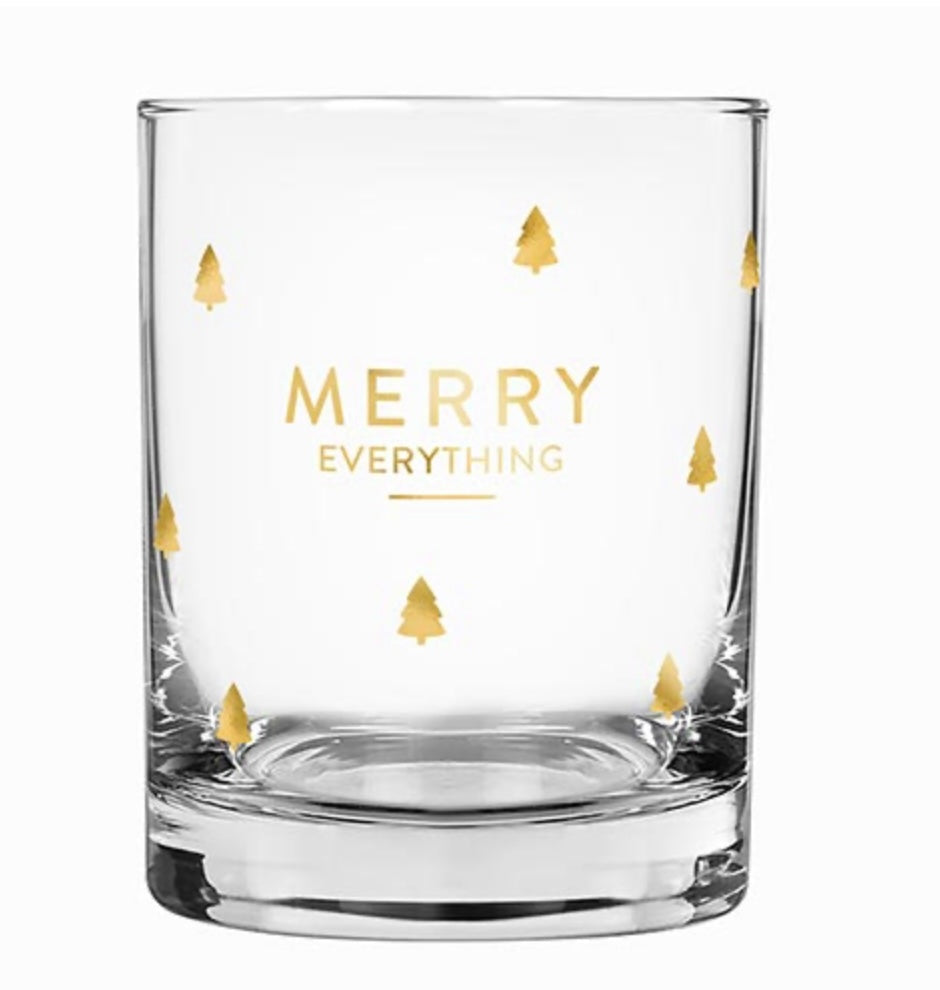 Merry Everything Rock Glass With Gift Box 