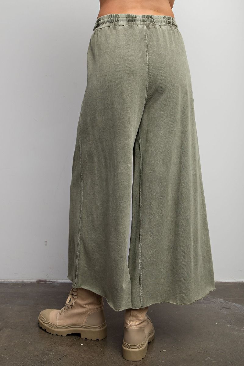 Washed Terry Knit Wide Pants | Sage