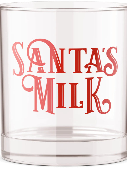 Santa's Milk Christmas Rocks Glass