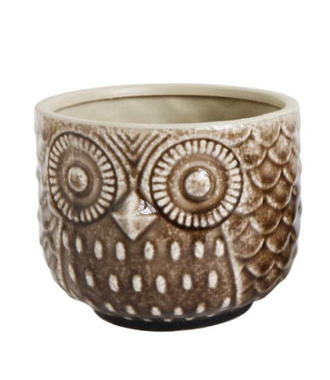 Decorative Stoneware Owl Pots (Large)