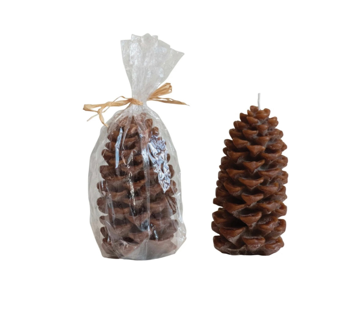 Unscented Pinecone Shaped Candle ( Multiple Sizes) 