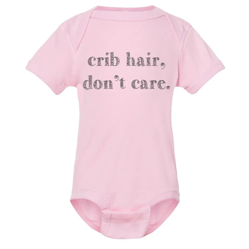 Crib Hair, Don't Care Onesie | Pink