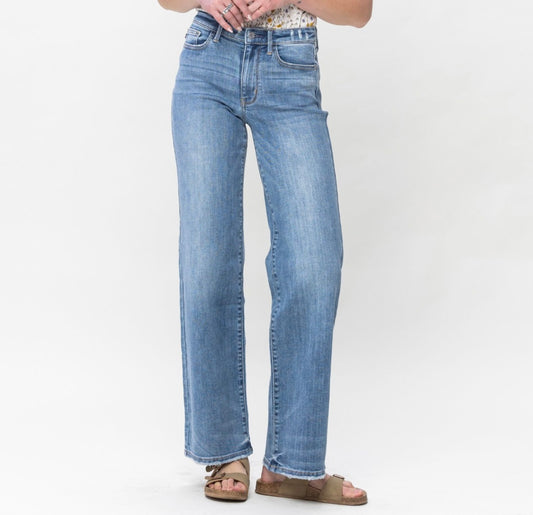 Mid Rise Vintage Wash Wide Leg - Judy Blue Jeans