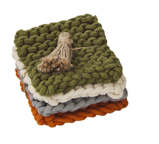 Green Crochet Coaster Set