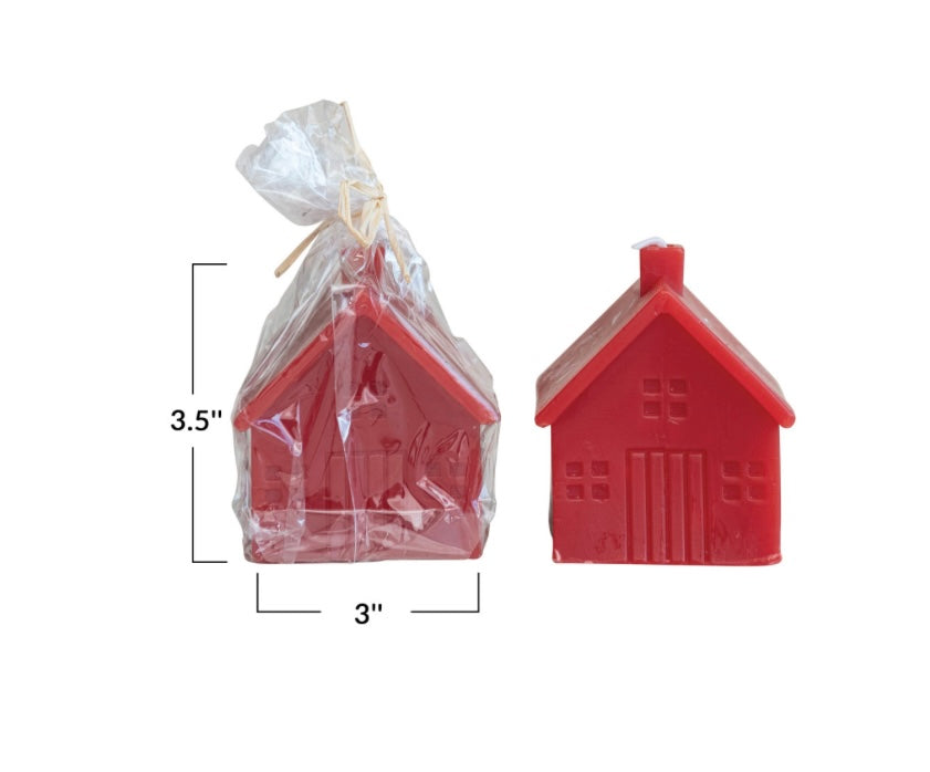 Red Unscented House Shaped Candle