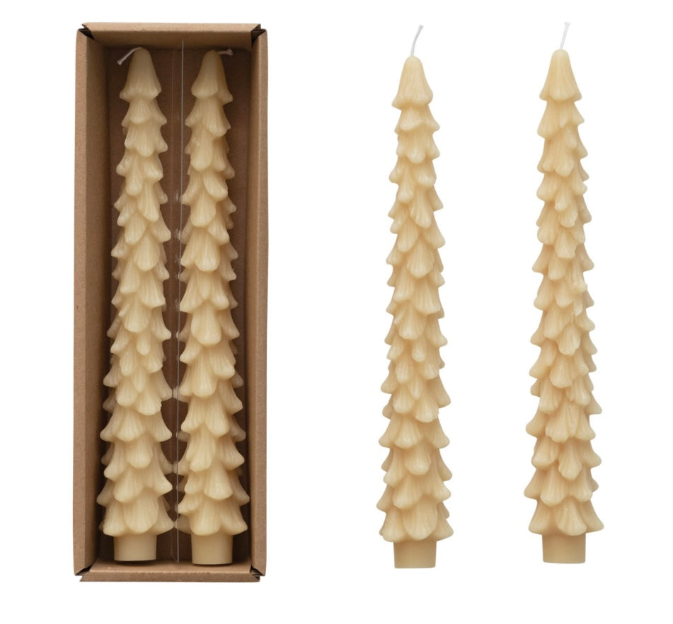 Cream Unscented Tree Shaped Taper Candles