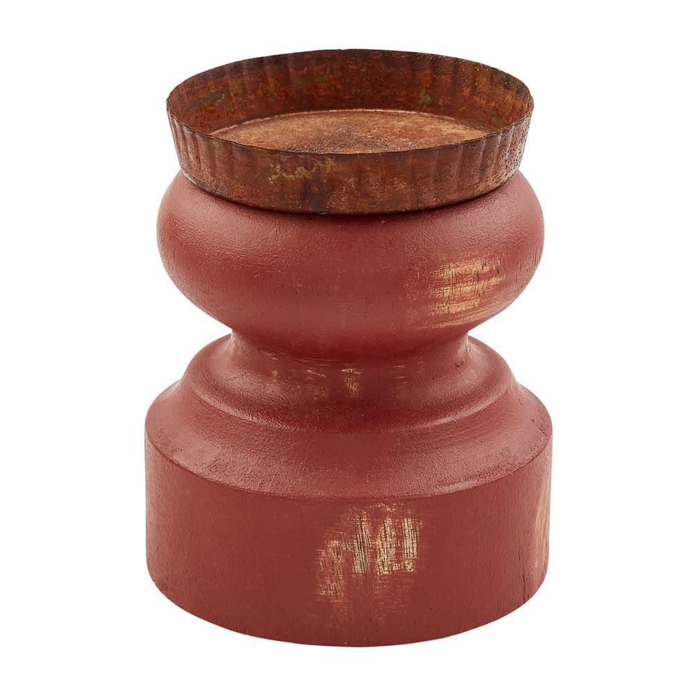 Small Red Distressed Candlestick