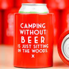 Camping With Beer Extra Thick Can Koozie