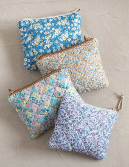 Quilted Cotton Floral  Zip Pouch