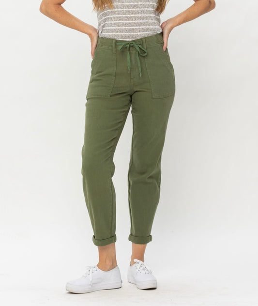 Olive Double Cuff Joggers- Judy Blue Jeans