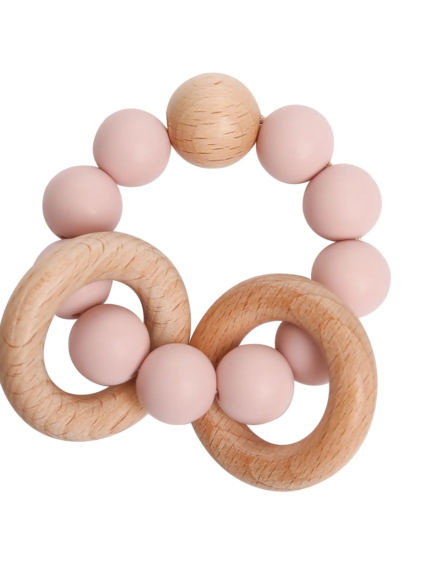 Wood & Silicone Teething Ring - Pink