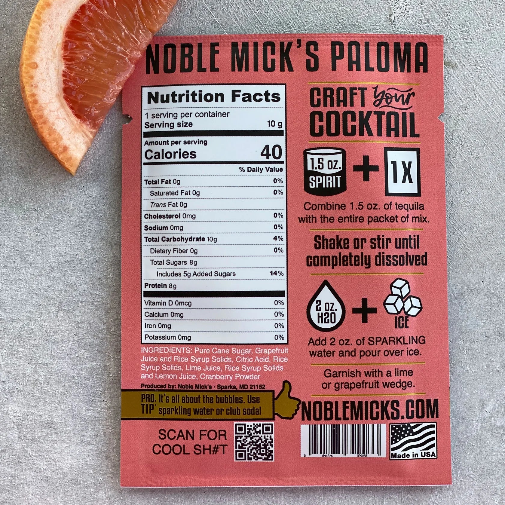 Noble Mick’s Single Serve Craft Cocktail- Paloma