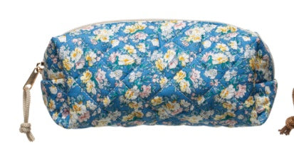 Quilted Cotton Floral Makeup Pouch