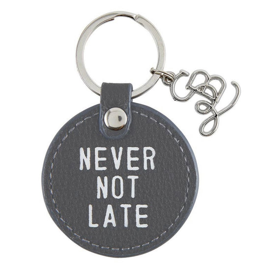 Never Not Late - Leather Key Tag